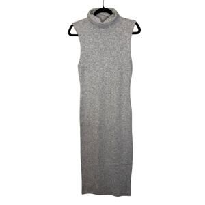 TOPSHOP Sleeveless Turtleneck Sweater Dress - Grey Marl - Size 12